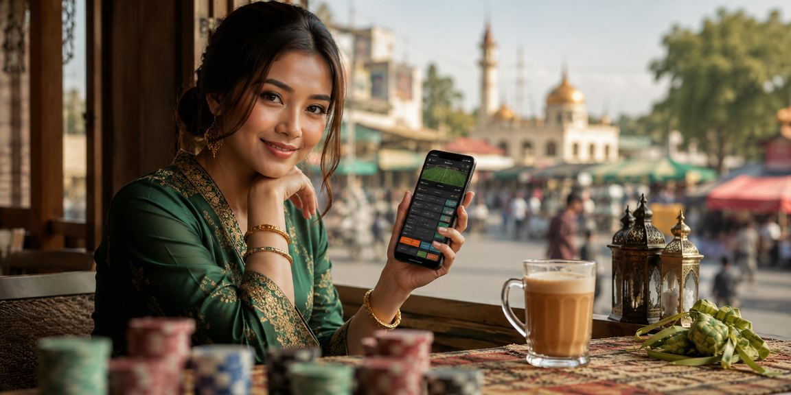 Pemain Malaysia di Kota Bharu menikmati pertaruhan dalam talian semasa Hari Raya dengan telefon bimbit