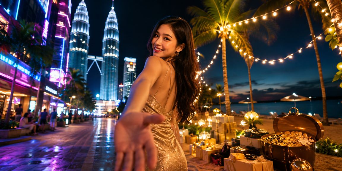 Suasana hiburan kasino mewah di Kuala Lumpur dengan permainan blackjack dan meja kad interaktif
